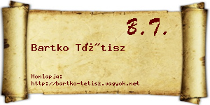 Bartko Tétisz névjegykártya