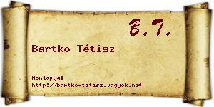 Bartko Tétisz névjegykártya
